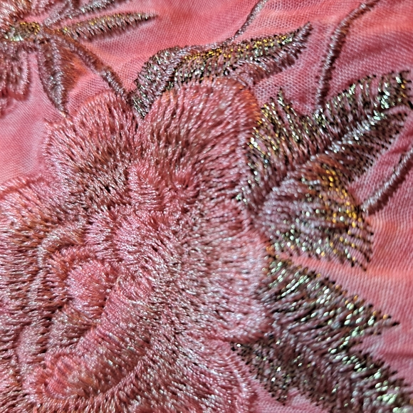 Aratte Silent Journey Embroidered Floral Long Sleeve Slip Back Button Up Med - Picture 13 of 13